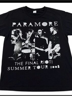 Paramore The Final Riot Summer Tour 2008 Band T-Shirt Black Graphic Tee Size S